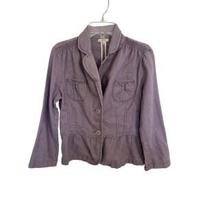 Y2K Anthropologie Sashimi Purple Linen Blend Crop Twee Spring Jacket Small